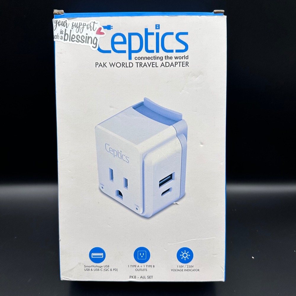 Ceptics PAK World Travel Adapter Kit 13 Interchangeable Plugs USB-C PD USB-A QC